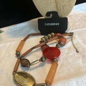 Catherines Boho Chunky Beaded Statement Necklace with Wood and Resin Accents